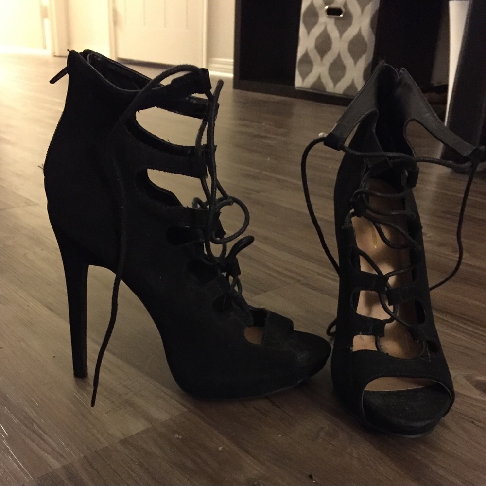 TEMPORARY NFS Lola shoetique black lace up suede